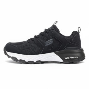 کفش اسپرت مردانه Skechers Max Protect مشکی سفید مناسب کوهنوردی و طبیعت‌گردی